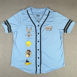 Looney Tunes Shirt Herren 2XL blau Knopfleiste Baseball Trikot Cartoon Figuren - Bild 1 von 11