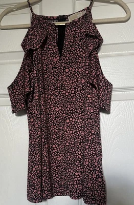 Blusa floral Michael Kors para mujer talla grande azul/rosa peekaboo hombro nueva sin etiquetas Foto 1 de 4