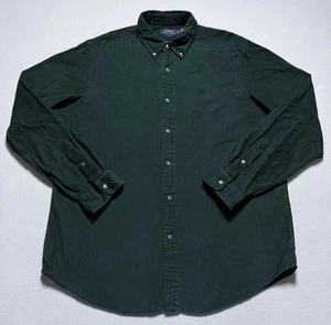 Camisa Polo Ralph Lauren Para Hombres XL Verde Calce Clásico Pana Manga Larga Poni - Imagen 1 de 6