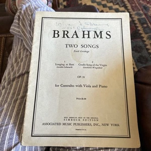Brahms Two Songs Zwei Gesange OP.91 for Contralto with Viola & Piano Song Book - Picture 1 of 15