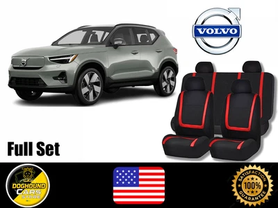 Juego completo de fundas de asiento lavables al tacto suave de alta calidad para todos Volvo Red Lines Foto 1 de 4