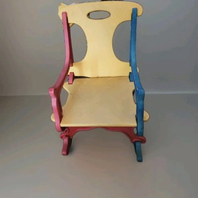 1980s Osh Kosh B’gosh Childs Plastic Puzzle Rocking Chair Red Blue Yellow - Image 1 of 4
