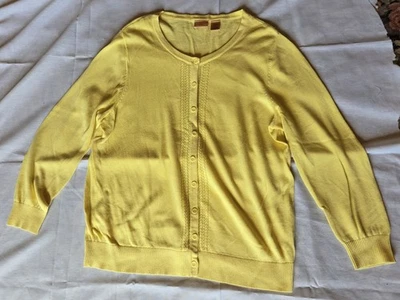 Cárdigan con botones NorthCrest amarillo pálido manga 3/4 para mujer talla 16-18 W Foto 1 de 4