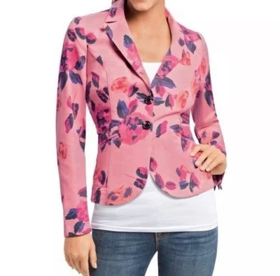 Chaqueta Blazer CAbi 804 Manga Larga Botón Frontal Rosa Púrpura Floral Talla 2 Foto 1 de 4