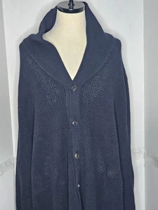 Cárdigan cuello chal Oak Hill para hombre talla 5XLT azul 100 % algodón suéter texturizado - Imagen 1 de 6