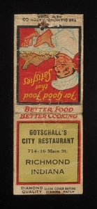 Restaurante Gotschall's City de la década de 1930 mejor comida principal Richmond IN - Imagen 1 de 2