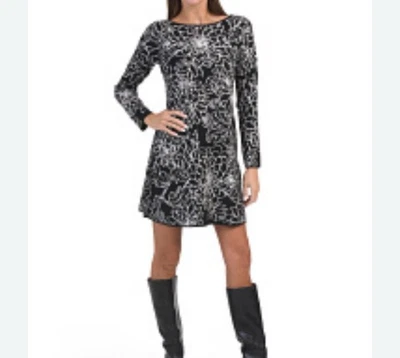 Mini Vestido Para Mujer Cynthia Rowley Manga Larga Negro Blanco Estampado Floral XS NUEVO CON ETIQUETAS Foto 1 de 4