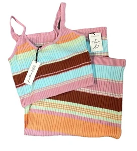 Freshman 1996 Multicolor Stripe Woman’s Knit Tank Top And Skirt Set NWT Small - Picture 1 of 9