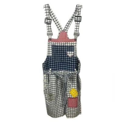 Mono corto vintage años 70 para mujer ultrapink patchwork a cuadros - talla pequeña Foto 1 de 4