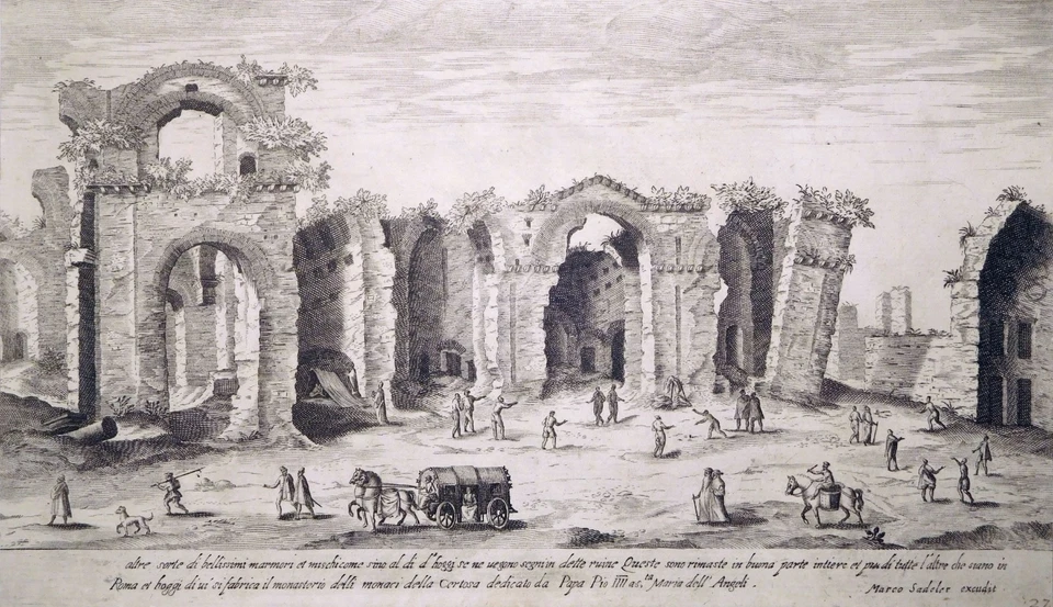 Kupferstich, Thermen des Diokletian in Rom, Ae. Sadeler, 1606, H 178, Prag - Bild 1 von 4