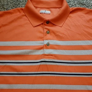 Polo da golf Grand Slam uomo XL corallo/arancio, grigio e blu navy righe S/S - Foto 1 di 9