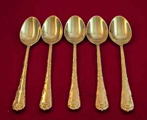 Set Of 5 Teaspoons GOLDEN ENCHANTED ROSE UNF1379 China Unknown MFG - Picture 1 of 6