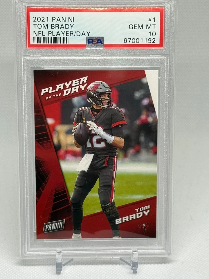 TOM BRADY 2021 PANINI NFL PLAYER OF THE DAY PSA 10 GEM MINT #1 BUCS HOF - Image 1 of 2