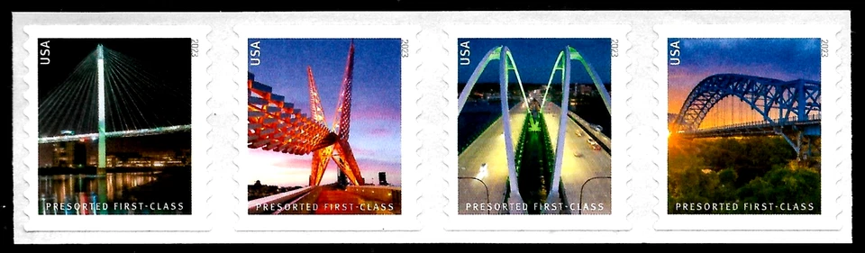 BRIDGES 2023 US #5808-5811 COMPLETE SET- 4 PRESORT 1ST CLASS 25c MXF COIL STAMPS - Image 1 of 4