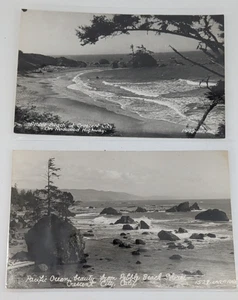 RPPC Postcards Pebble Beach at Crescent City Redwood Hwy Lot 2 Art-Ray Vintage - Picture 1 of 5