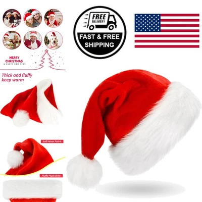 Versátil Sombrero de Papá Noel Adulto Peluche Terciopelo Rojo para Reuniones y Fiestas de Navidad Foto 1 de 4