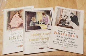 1930's Vintage Singer Sewing Library Book set of 3 books - Imagen 1 de 4