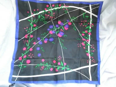 ÚNICO Ático Encontrar De Colección Hermosa BUFANDA DE FLORES Japonesa Rosa Púrpura Hoja Verde Foto 1 de 3