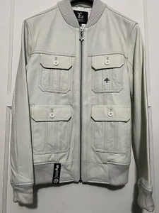 L-R-G Lifted Research Group SAMPLE 2011 Core Collection Leather Jacket White Med - Picture 1 of 9