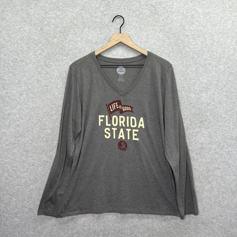 Florida State Seminoles Shirt Womens Large Gray FSU Football Life Is Good Cover