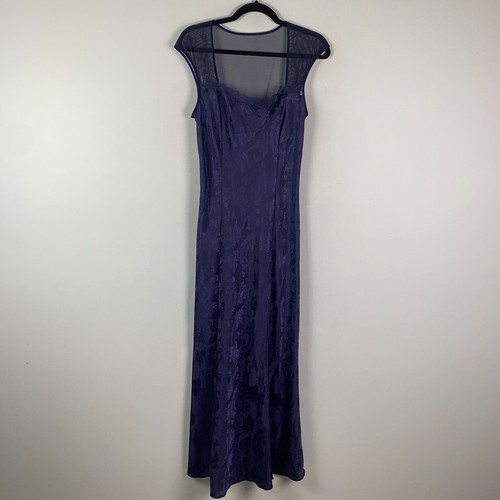 UNDERCOVER Maxi abito slip vintage Victoria’s Secret taglia grande etichetta oro blu navy floreale
