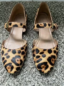 MADEWELL ALINA MARY JANE FLATS IN LEOPARD PONY HAIR SIZE 8.5 - Picture 1 of 12