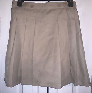 Izod Khaki Pleated Uniform Skirt With Attached Shorts Size 16