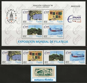 ESPAÑA 1996. EDIFIL 3433. HOJITA + SELLOS "AVIACIÓN Y ESPACIO '96". MNH*** - Imagen 1 de 1