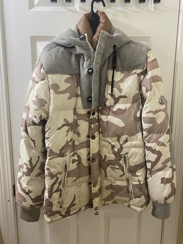 OFF WHITE PIUMINO MIMETICO LANA MONCLER BEAUMONT VERMONT BIANCO SPORCO GRIGIO