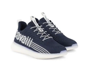 Roberto Cavalli Men’s Jacquard Print Logo Blue Navy Logo Shoes New 11.5/46 - Picture 1 of 7
