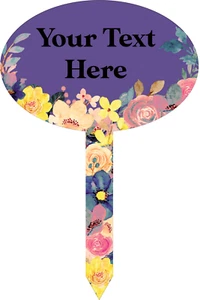 Personalised Floral Oval Stake Spike Marker Tree Marker Garden Sign (UV PRINTED) - Picture 1 of 13