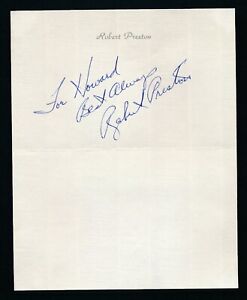 Robert Preston - 1960's Signed & Insc. Monogramed Sheet - Autograph