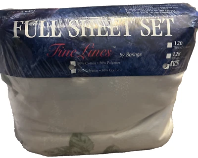 Fine Lines by Springs Contempo Full Sheet 180  Fabric Made USA Vintage NOS - Image 1 of 4