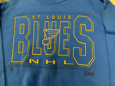 Vintage NHL St. Louis Blues Hockey Team Crewneck Sweatshirt Size L Salem Brand Cover