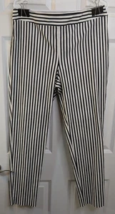 St. John, Emma Pants, White & Black Striped , Skinny Straight Leg, size 10 - Picture 1 of 4