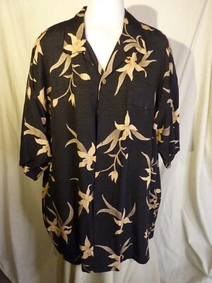 Camisa Hawaiana LUAU 70% Seda - Diseño Floral Azul - Bolsillo - Talla 2X Foto 1 de 3