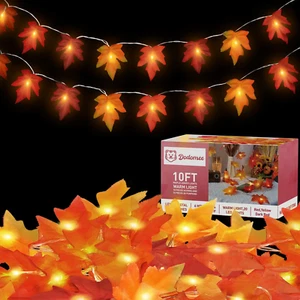 Fall Garland Leaf String Lights Thanksgiving with Decorations: 4 Pack Battery - Picture 1 of 7