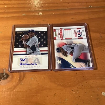 2013 Panini USA Baseball DJ Roberts Autograph Card /299 & Memorabilia /199 - Image 1 of 2