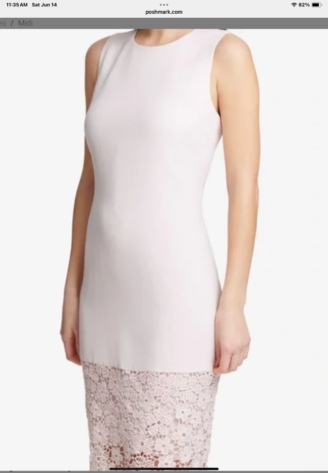 Vestido Vaina DKNY en Rosa Encaje Acento Talla 6 Usado en Excelente Condición $178R Foto 1 de 4