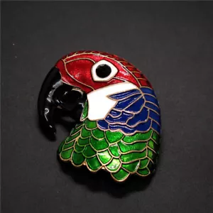 Broche para mujer esmalte multicolor cabeza de loro grande para mujer vendedor de EE. UU. - Imagen 1 de 3