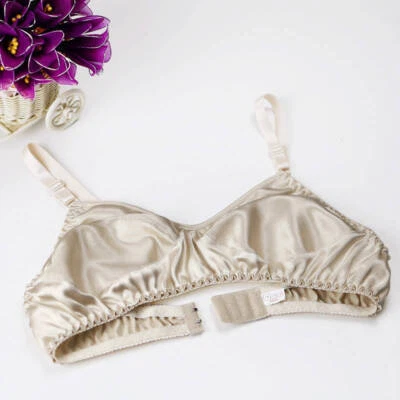 Sujetador para mujer 100 % seda suave ropa interior SIN CABLES sujetador para dormir ajuste a los EE. UU. 30-38 AB Foto 1 de 4
