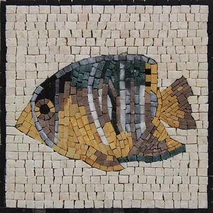 Mosaico Mármol Colorido Peces Diseño ANIMAL 11x11 Pulgadas - Imagen 1 de 1