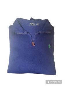 POLO By Ralph Lauren Sweater Mens L Blue Quarter Zip Pullover Casual - Picture 1 of 4