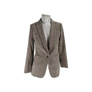 J Crew Women's Blazer 0 Parke Gray Viscose Blend Plaid Single Button - Picture 1 of 8
