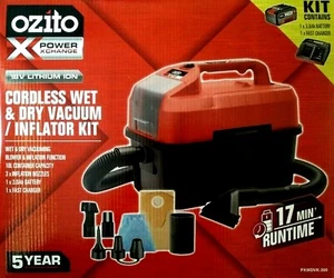 OZITO 18V CORDLESS WET & DRY VAC VACUUM / INFLATOR KIT & 3AH BATTERY & CHARGER - Picture 1 of 2