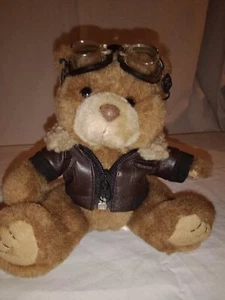 Arts Toy Mfg Aviator Pilot Teddy Bear Plush Goggles Jacket 8” - Picture 1 of 1