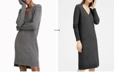 Everlane Sz S 100% Cashmere Dress Grey Cozy Long Sleeve - Image 1 of 4