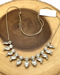 Bella Jack Clear Crystal Rhinestone Statement Necklace Gold Tone Adjustable NWT - Picture 1 of 9