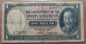 STRAITS SETTLEMENTS 1 DOLLAR 1935 P 16b BC - Picture 1 of 2