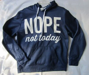 Zootop Bear Nope Not Today Blue White Pocketed Hoodie Sweatshirt Size M - Picture 1 of 8